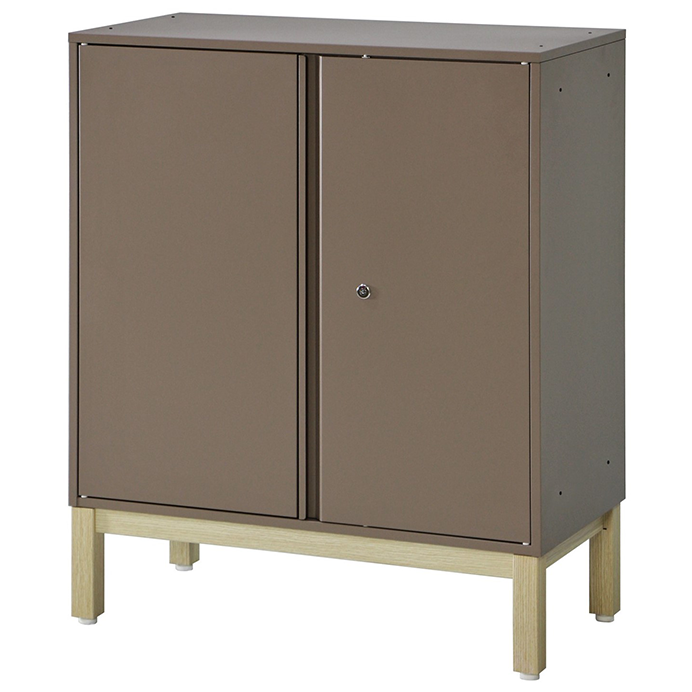 PREDONA スチール両開き扉書庫 2段 脚付き